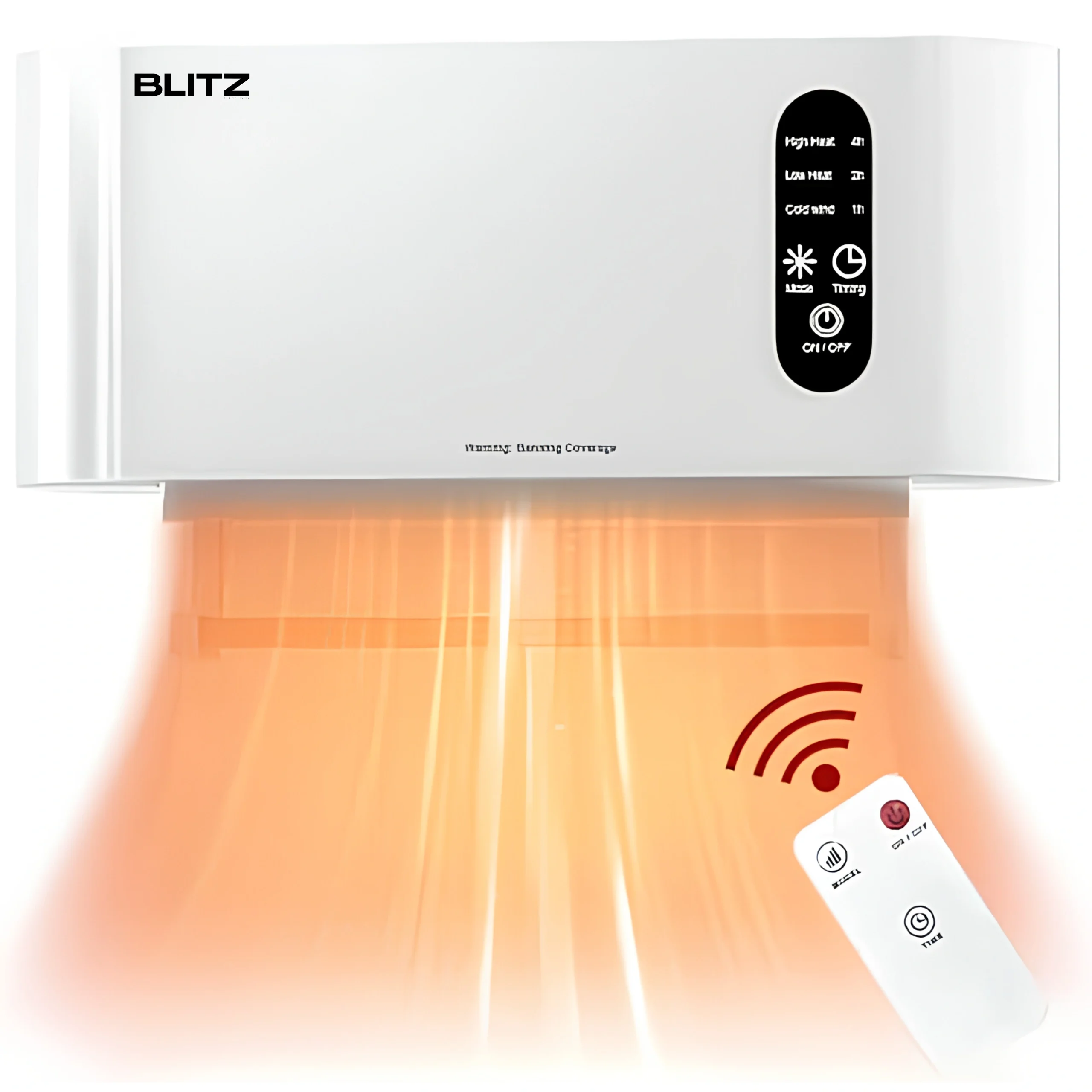 Blitz Chauffage Mural Électrique 2000W Multifonction Compact et Étanche pour Salle de Bain et Maison