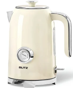 Blitz® - Bouilloire Électrique Rétro En Acier Inoxydable À Ébullition Rapide De 2200 W Et Capacité De 1,7L (Crème Vintage)