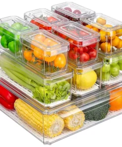 Blitz - Lot de 10 Pièces Boîtes de Rangement Réfrigérateur Alimentaire Transparent Cuisine & Placards