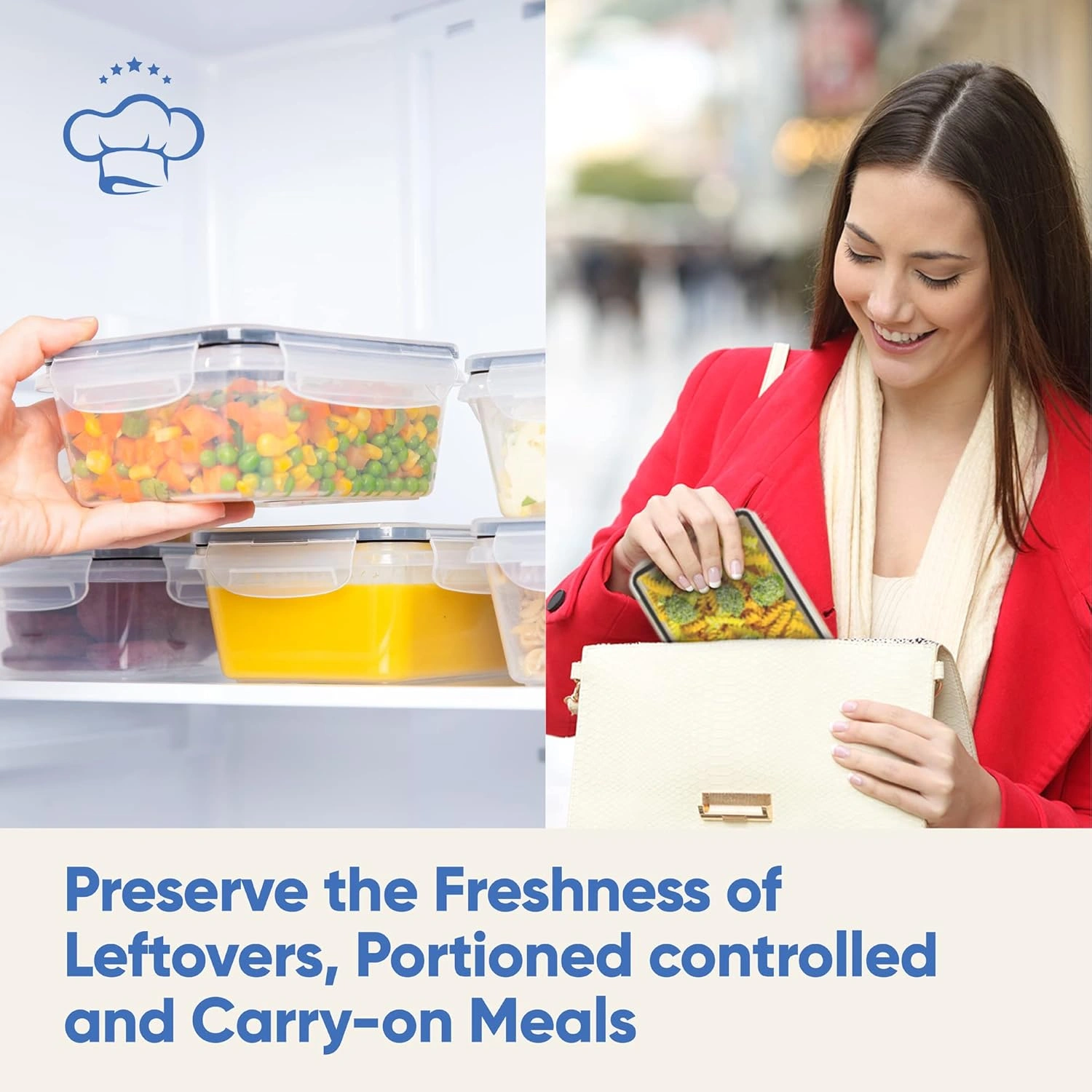 Blitz - Lots de 48 pcs Boîtes de Rangement Réfrigérateur Alimentaire Transparent Cuisine & Placards (24 Boîtes + 24 Couvercles)