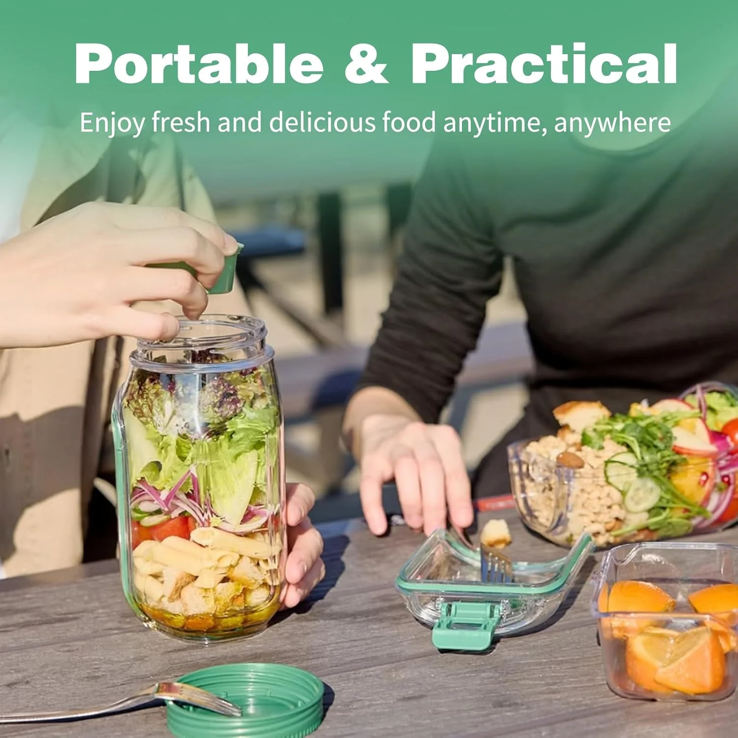 3en1 Lunch box fraîcheur pour repas sains et salades croustillantes