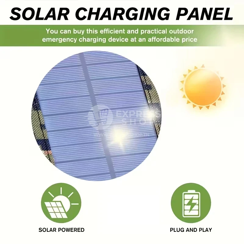 5en1 Panneau Solaire Portable Pliable 4 Volets avec USB – Chargeur Solaire Haute Puissance