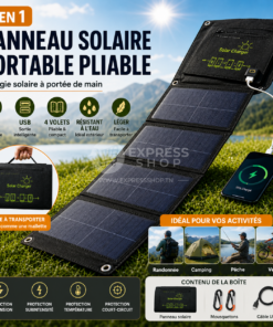 5en1 Panneau Solaire Portable Pliable 4 Volets avec USB – Chargeur Solaire Haute Puissance