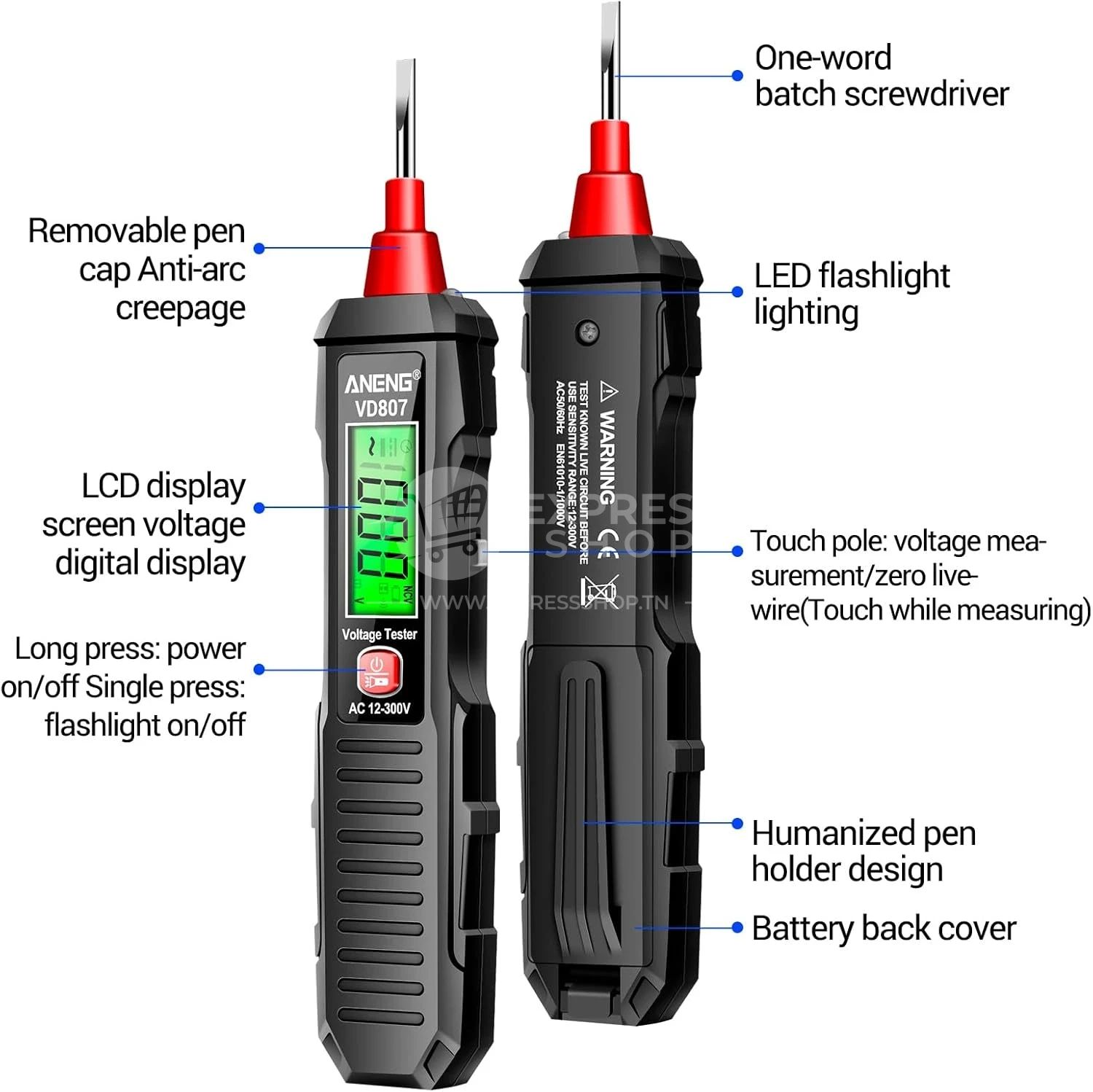 3en1 Testeur De Tension Électrique Intelligent Multifonction Avec Écran LCD