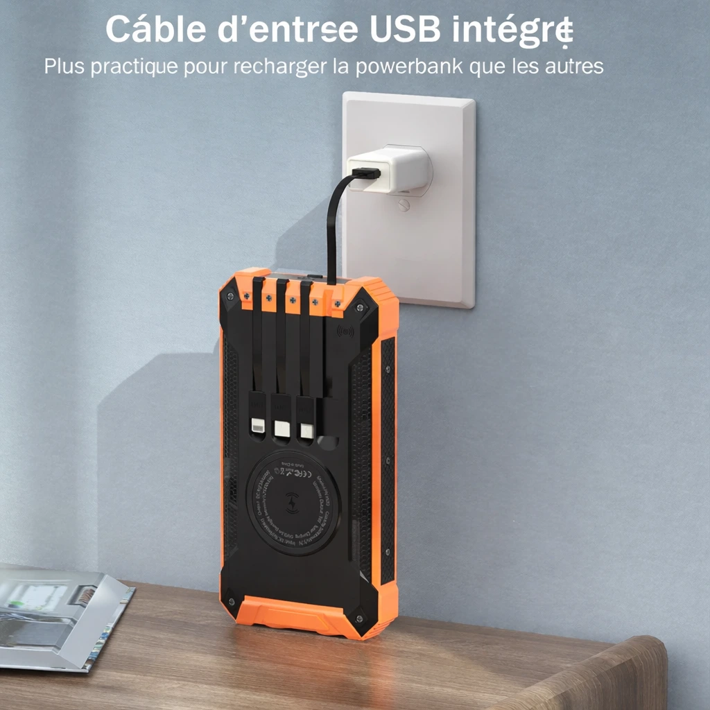9en1 Power Bank Solaire 16000mAh Étanche Avec LED Ultra-Puissante