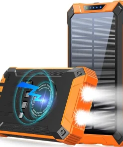 9en1 Power Bank Solaire 16000mAh Étanche Avec LED Ultra-Puissante