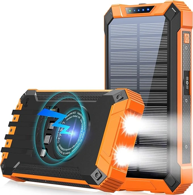 9en1 Power Bank Solaire 16000mAh Étanche Avec LED Ultra-Puissante