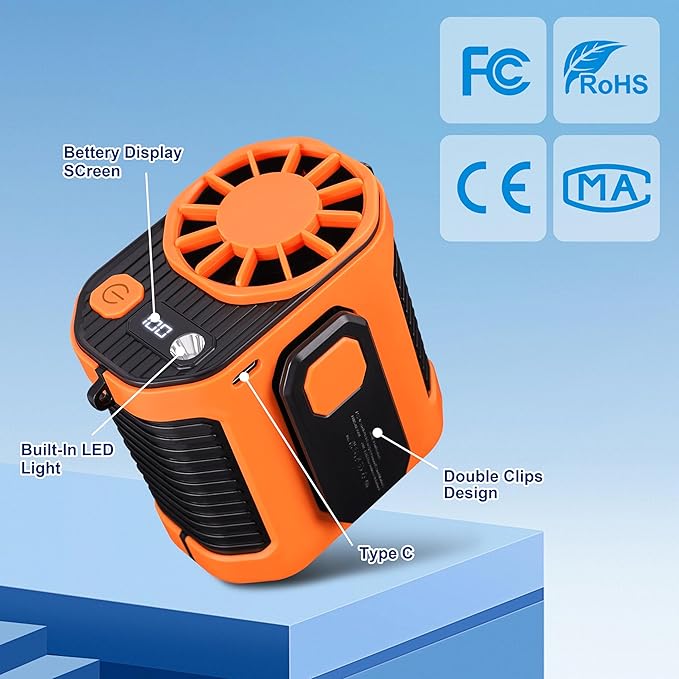 3en1 Ventilateur de taille portable rechargeable pour travailleurs et sportifs