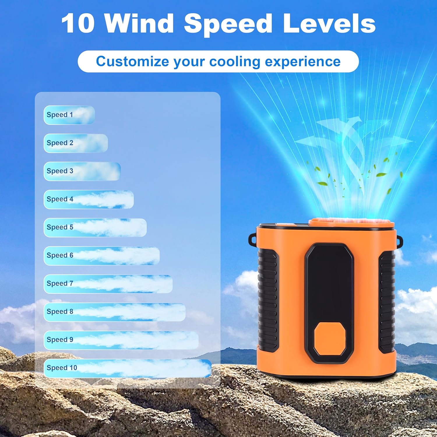 3en1 Ventilateur de taille portable rechargeable pour travailleurs et sportifs