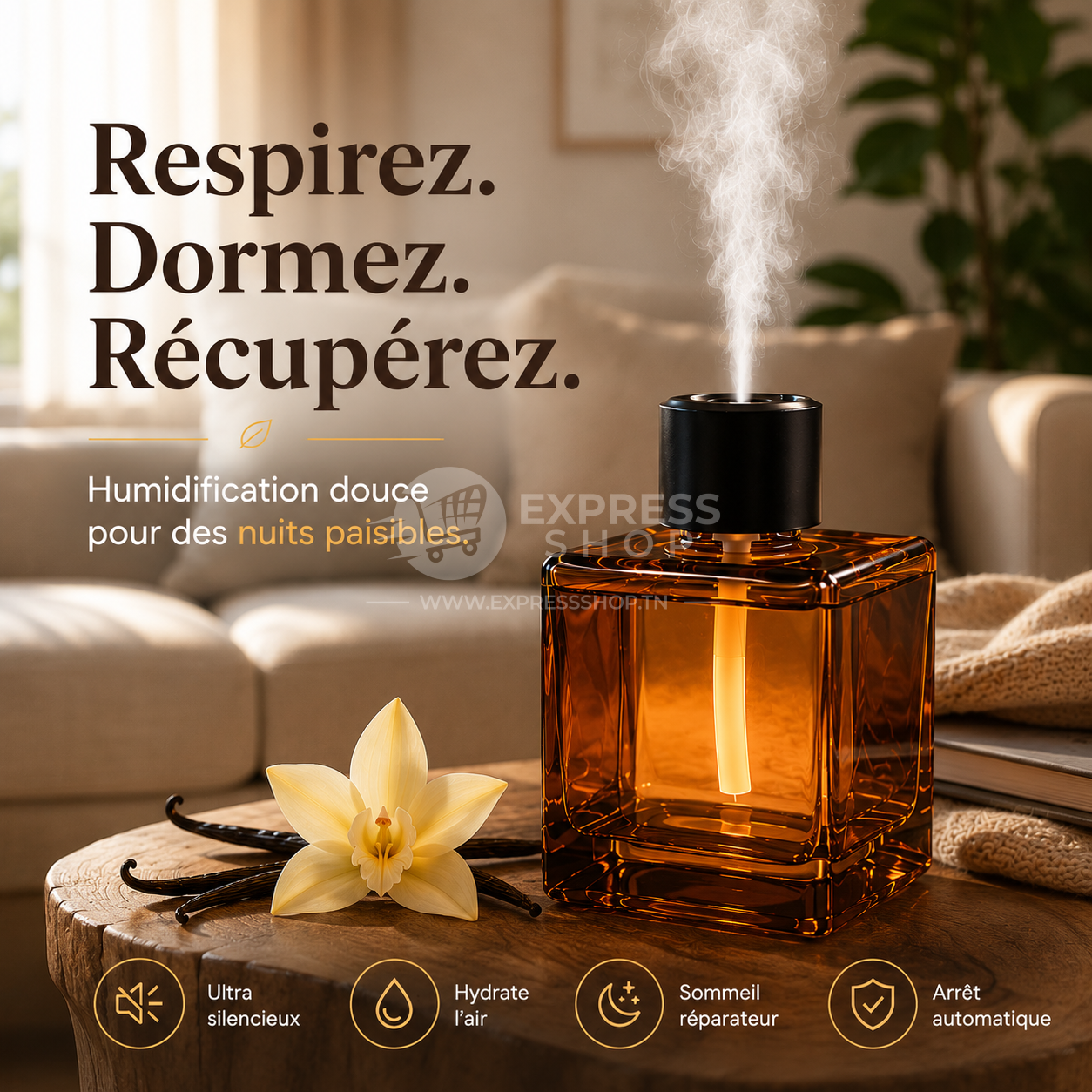 BLITZ- Humidificateur d’Air Et Diffuseur d’Arômes Huiles Essentielles 500 ml Rechargeable & Portable