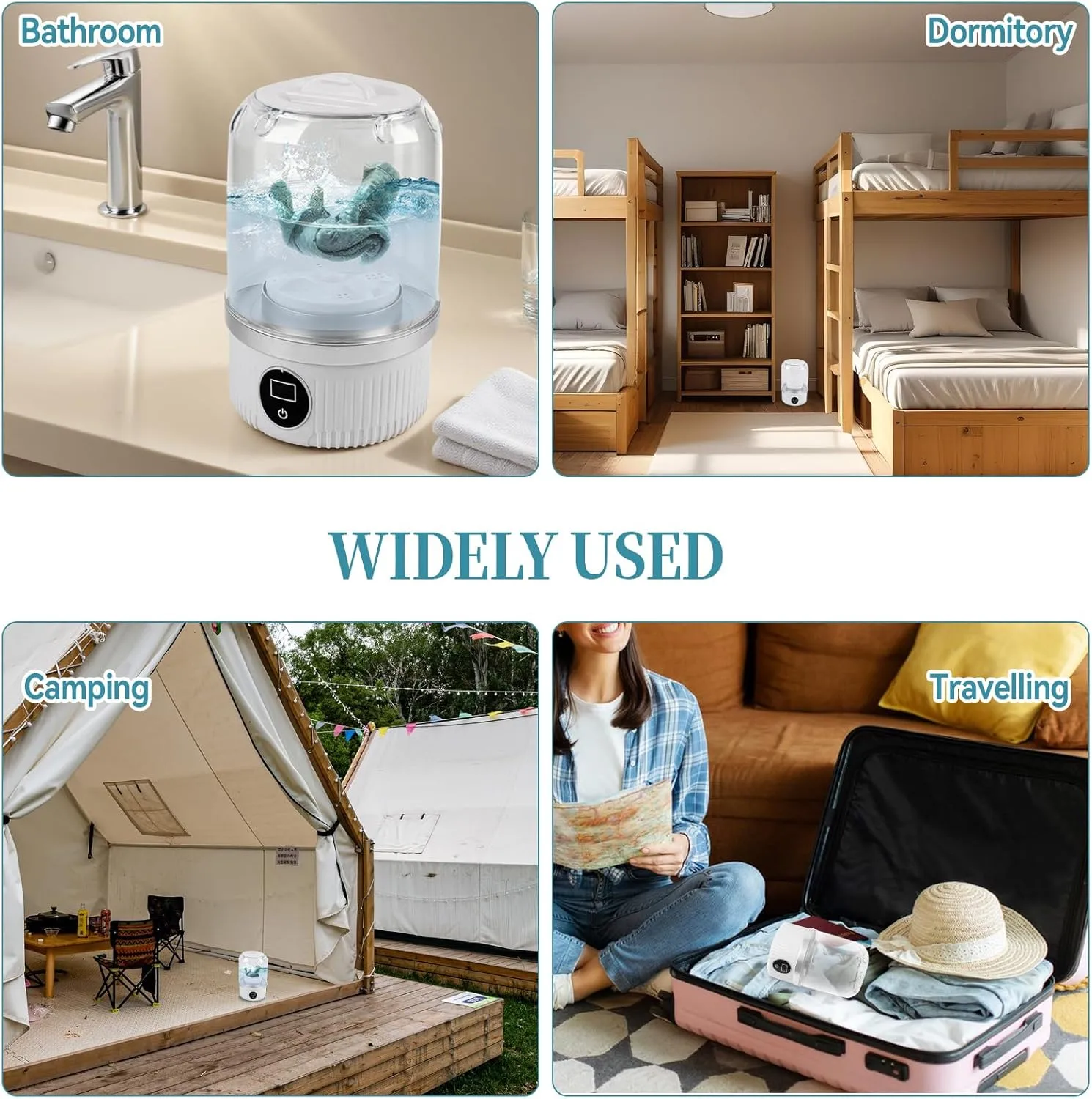 4en1 Mini Machine à Laver Portable Sans Fil rechargeable – Compacte et Performante