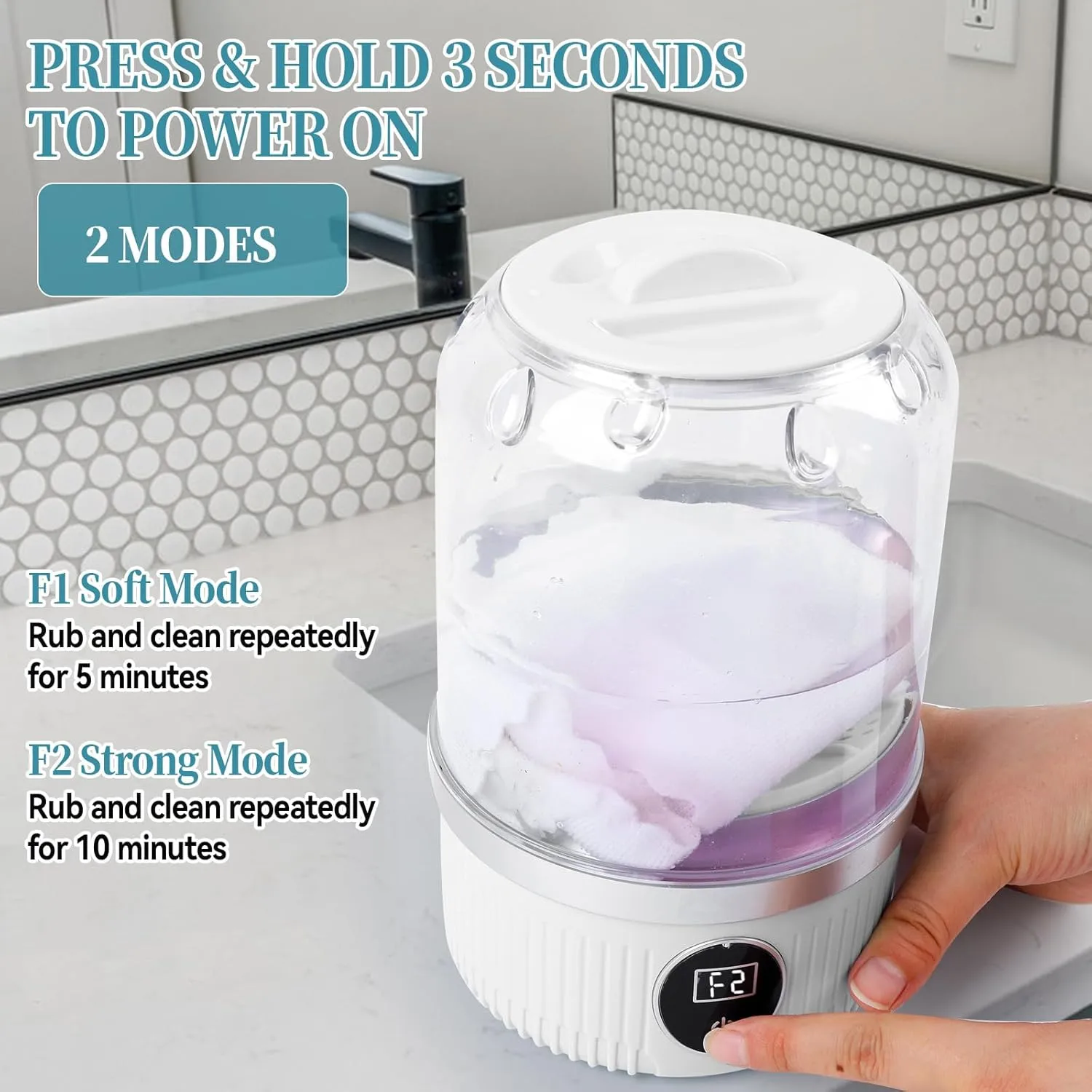 4en1 Mini Machine à Laver Portable Sans Fil rechargeable – Compacte et Performante