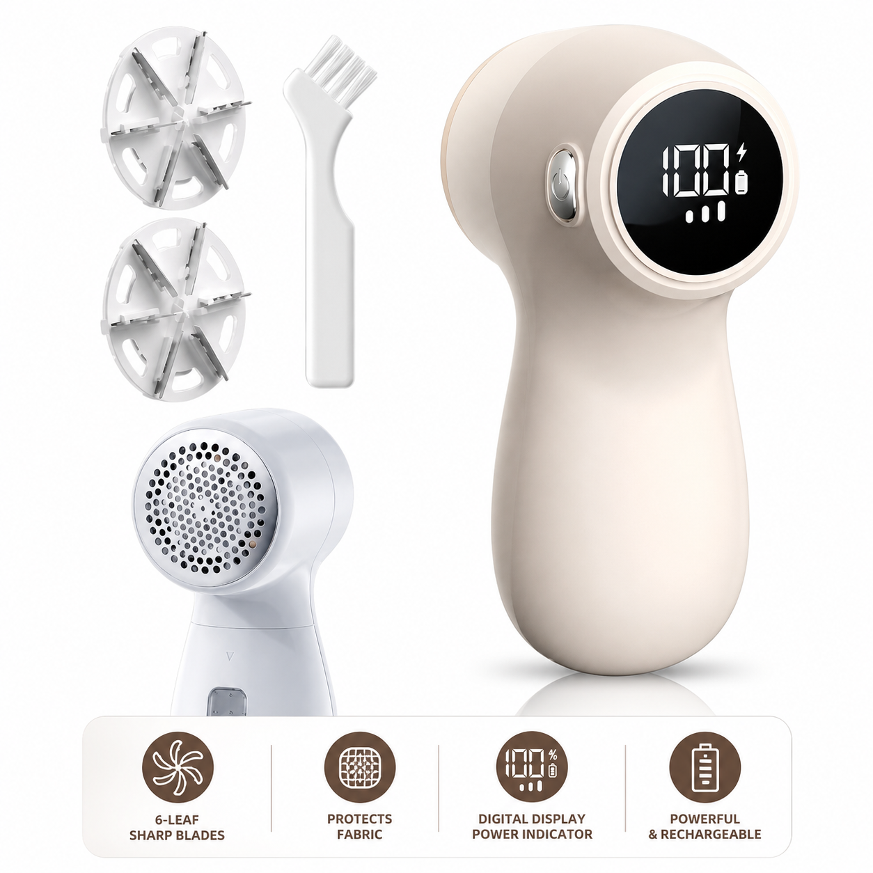 4en1 Rasoir Anti-Peluches Rechargeable Haute Performance - 3 Vitesses & Écran LCD, Protection des Tissus