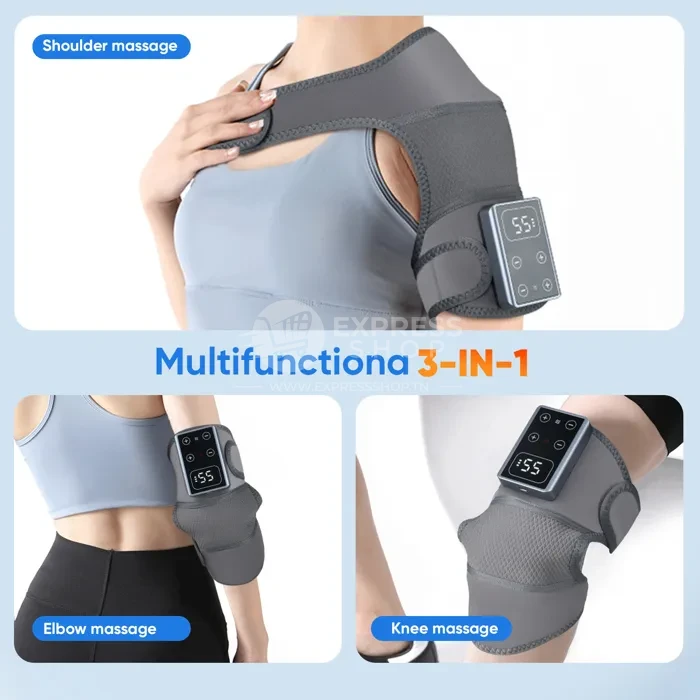 4-en-1 Masseur Chauffant & Vibrant Sans Fil – Genou, Épaule et Coude