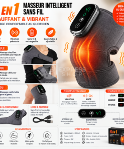 4-en-1 Masseur Chauffant & Vibrant Sans Fil – Genou, Épaule et Coude