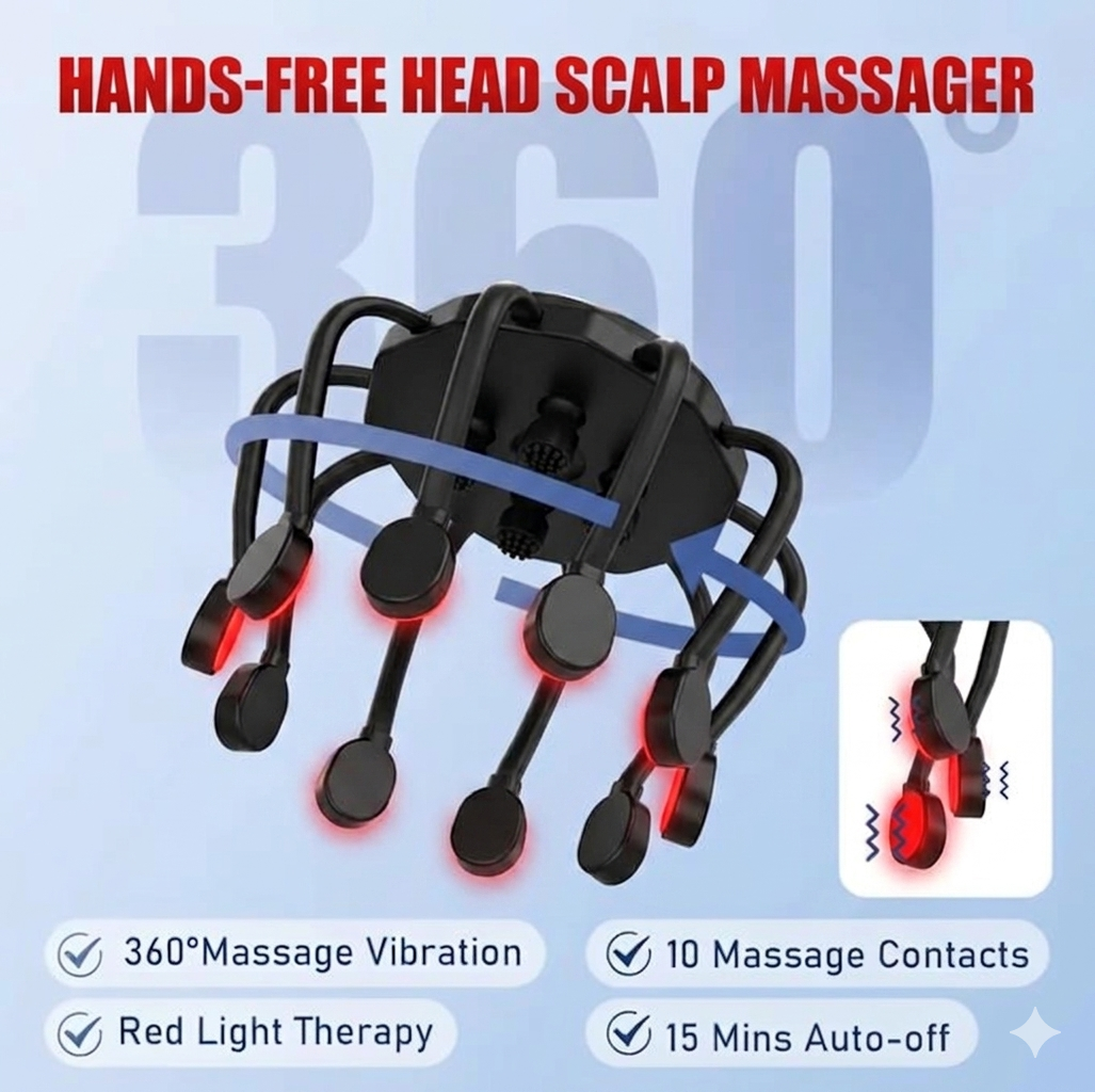 5en1 Masseur de tête  Rechargeable pour soulager les migraines