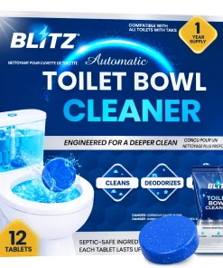 BLITZ - 12 Tablettes Nettoyant cuvette toilettes automatique contre les taches mauvaises odeurs | 12 Mois